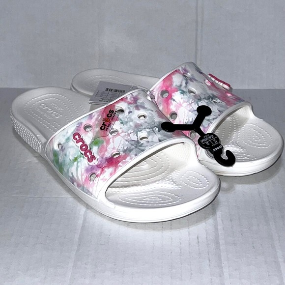 Crocs Classic Bleach Dye Slide Sandals White 207411-94S White Size M11 New main image 7